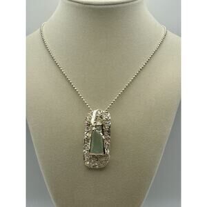 Sterling Silver Pendant With Jade And Rose Gold Vermeil